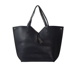 Neiman Marcus Navy Blue Tote Bag With Tassel Accent Gold Hardware